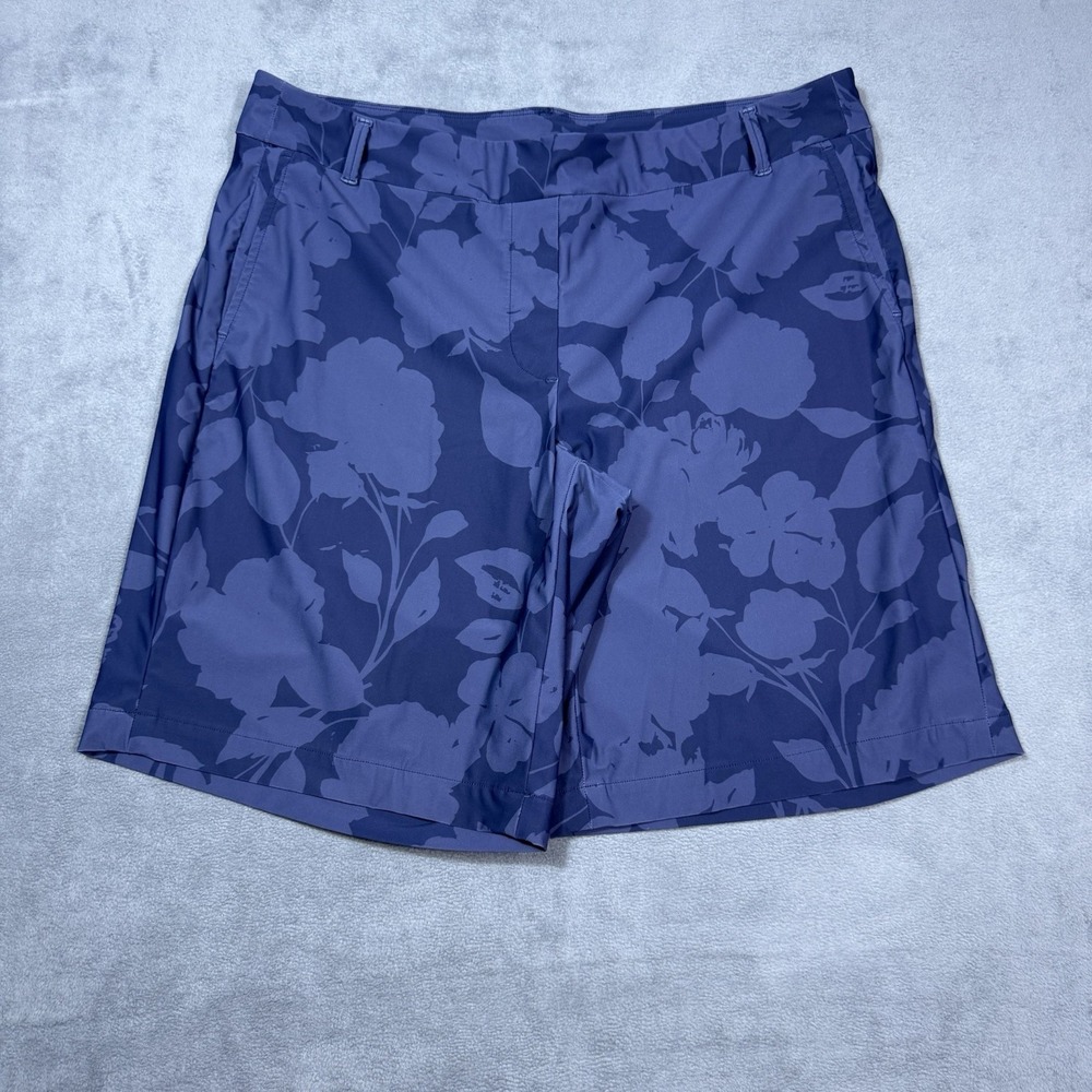 SPANX Shorts Mens XL Blue Floral Geometric Performance Stretch 10" Inseam Active